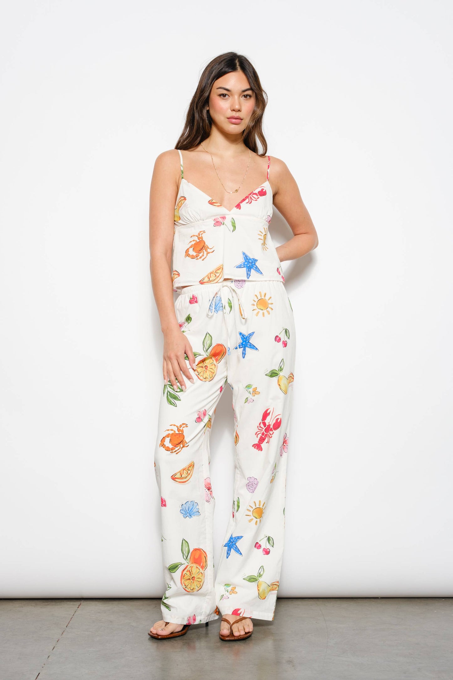 Summer Print Drawstring Pants