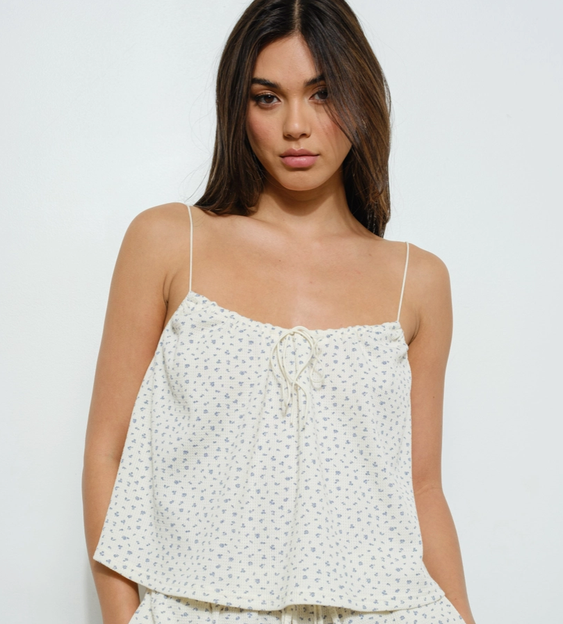 Ditsy Waffle Print Top