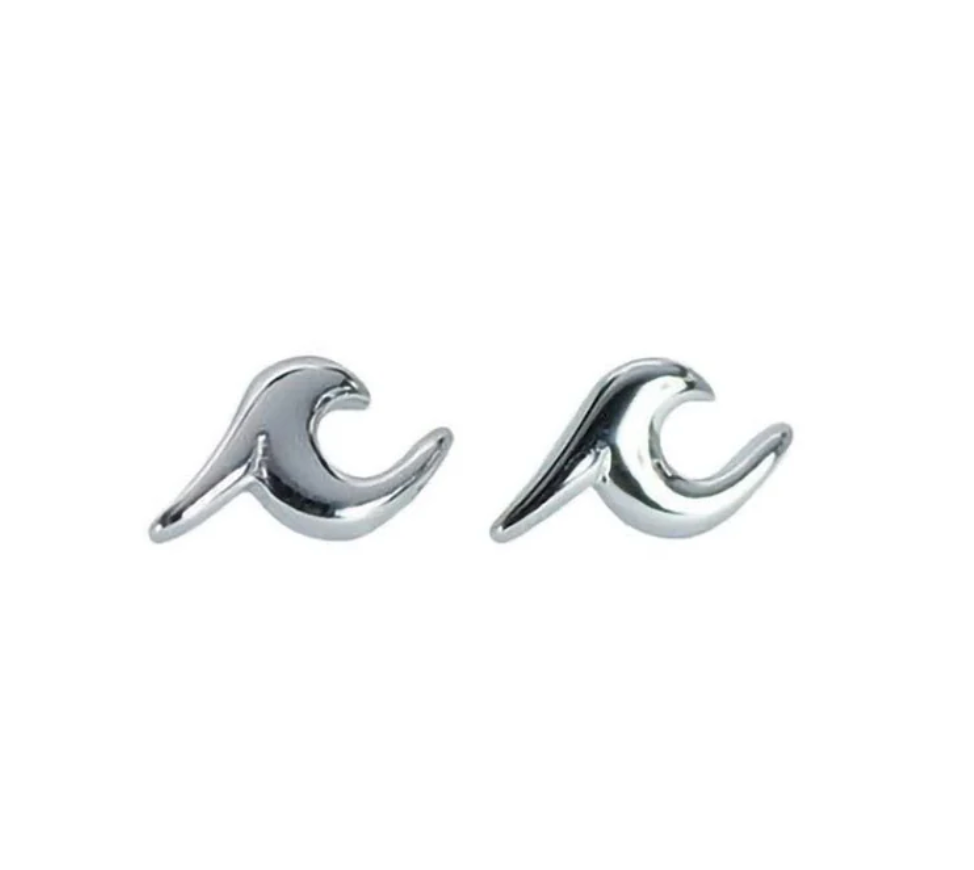 Silver Wave Stud Earrings