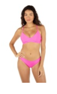 Solid Adjustable Bikini Top- Pink/Red