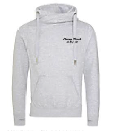 Dewey Beach S.S. Wide Neck Hoodie- Light Grey