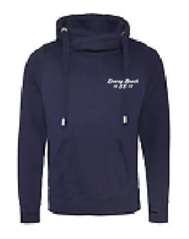 Dewey Beach S.S. Wide Neck Hoodie- Navy