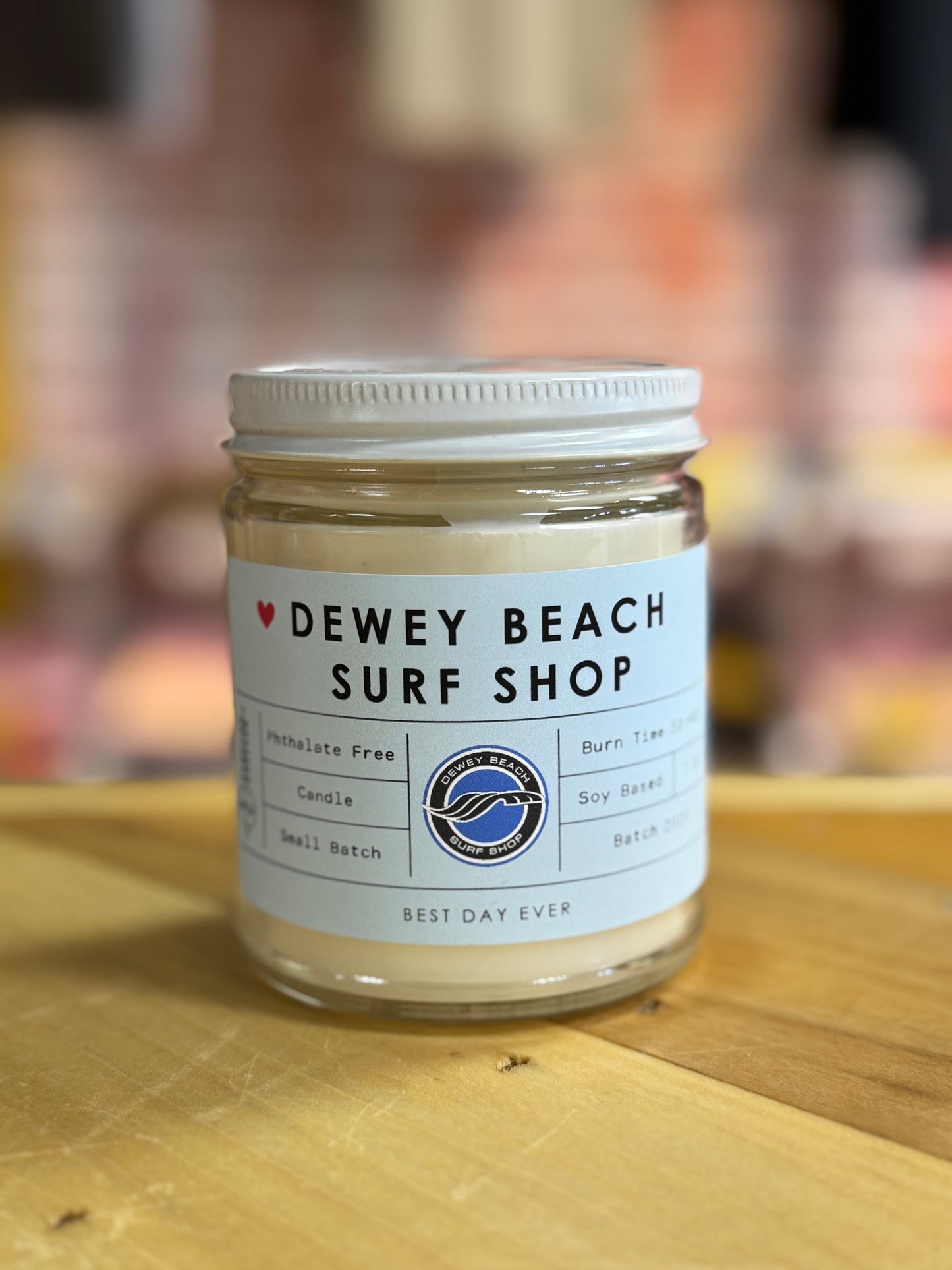 Dewey Beach Surf Shop Coastal Blue Candle