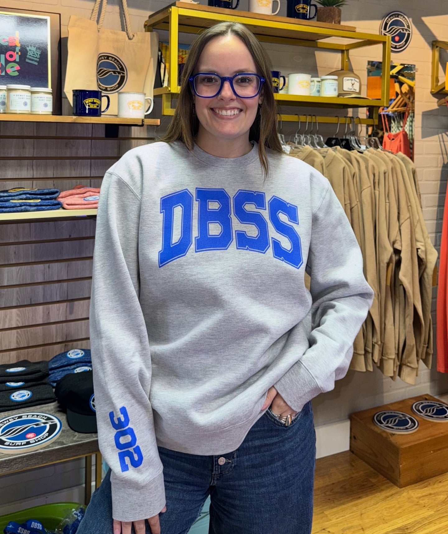 DBSS 302 Crewneck- Blue on Heather Grey