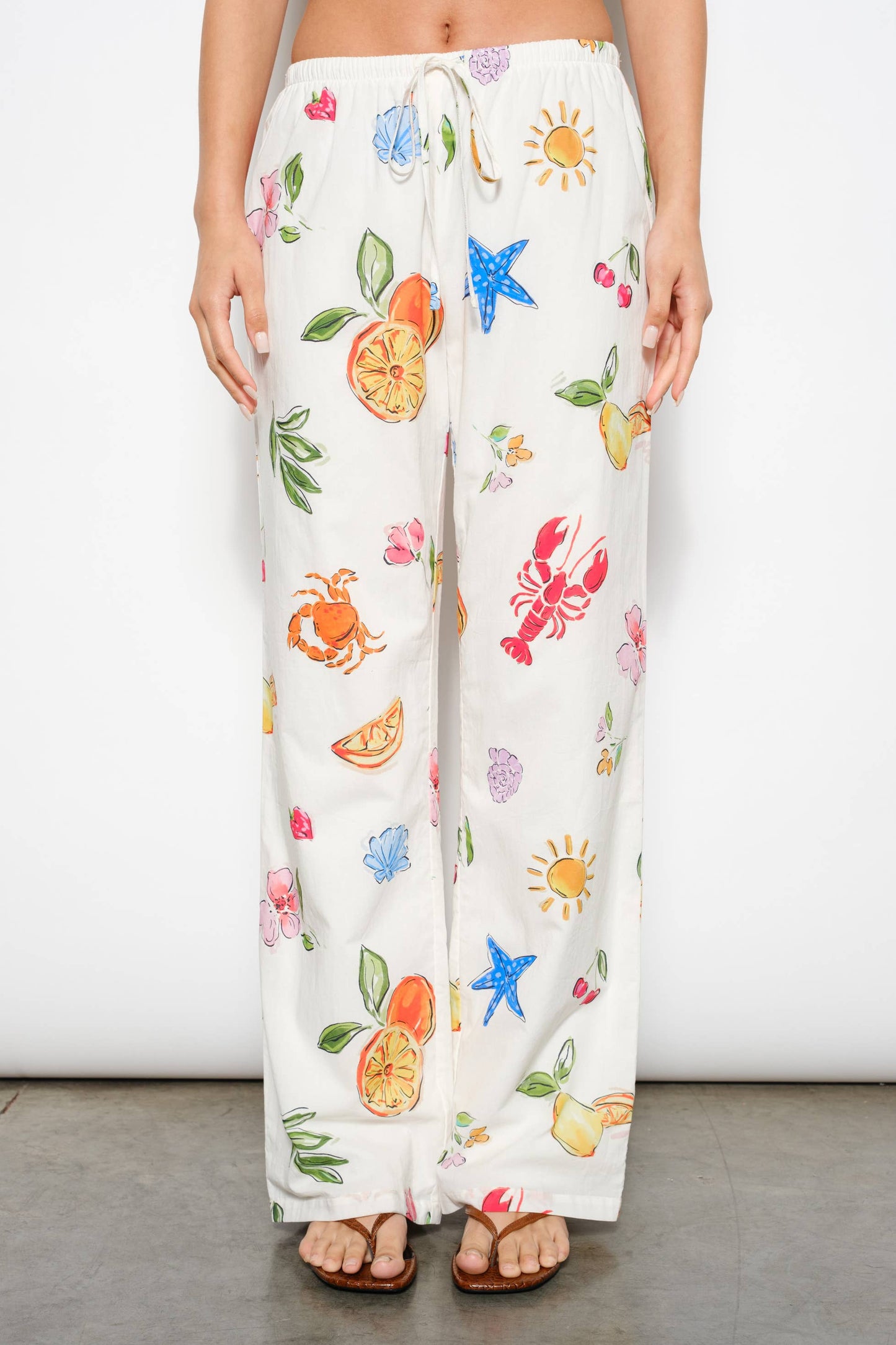 Summer Print Drawstring Pants