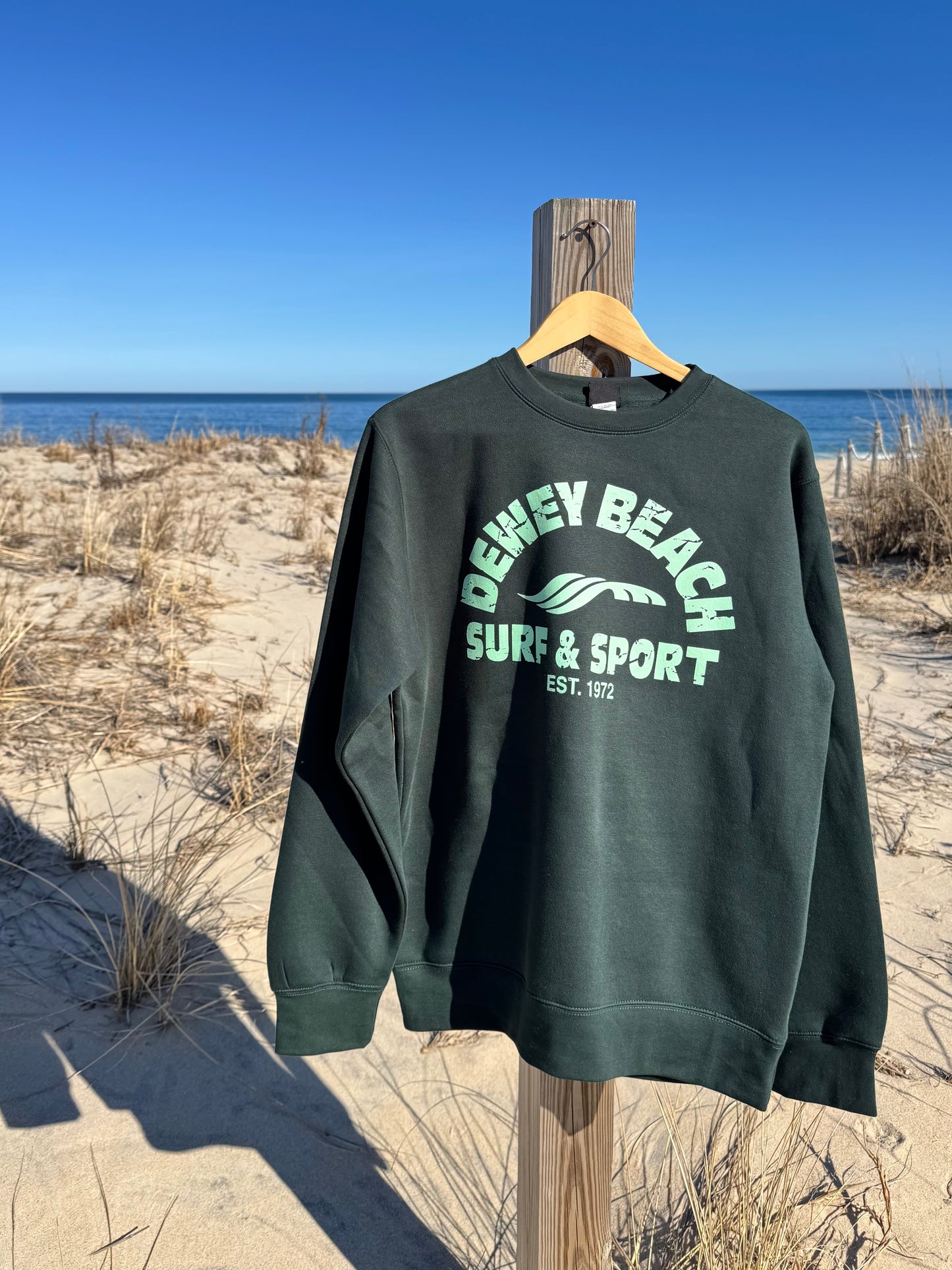 Dewey Beach Surf and Sport Crewneck- Green