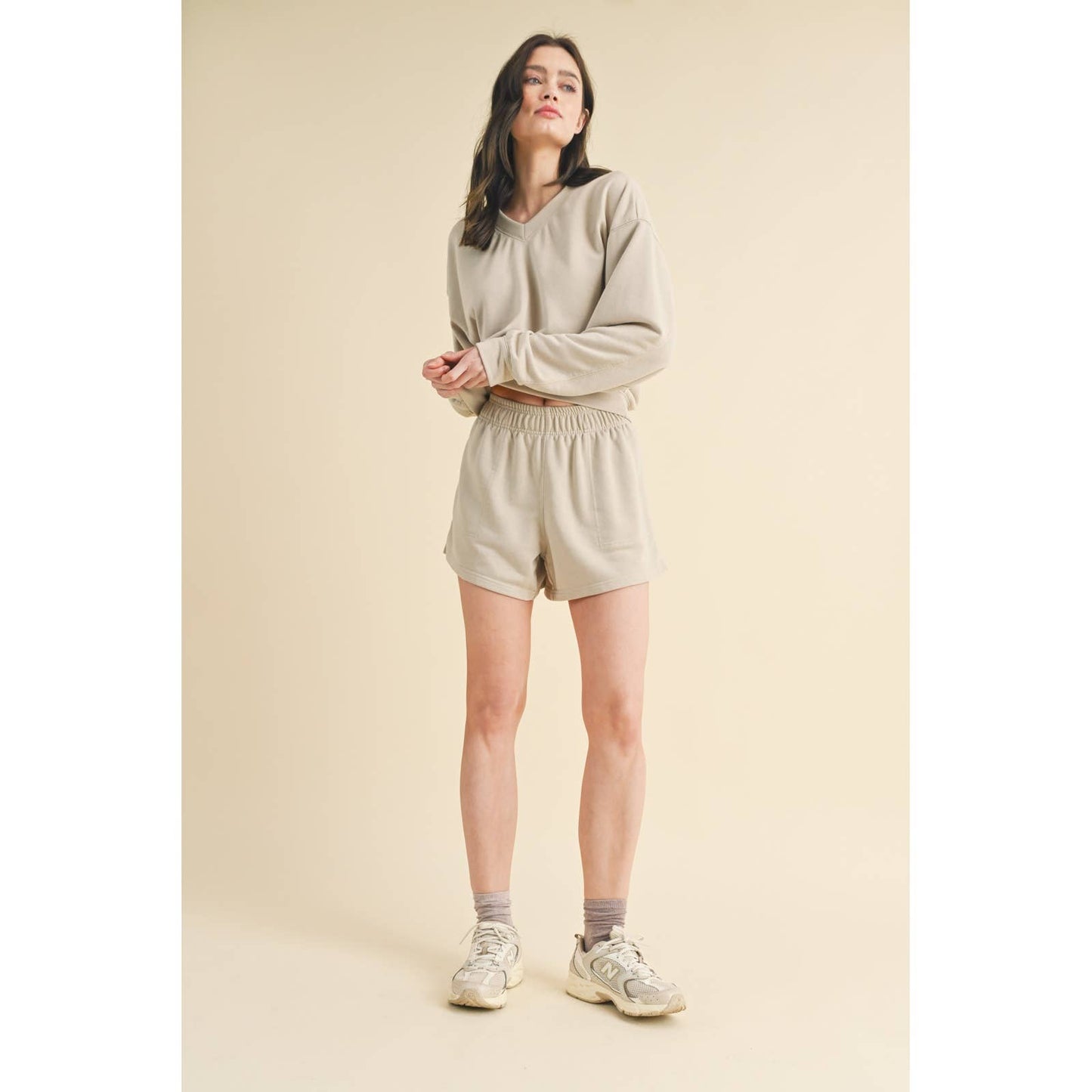 Washed French Terry Sweatshorts- Shell