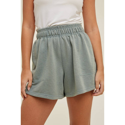Washed French Terry Sweatshorts- Pistachio