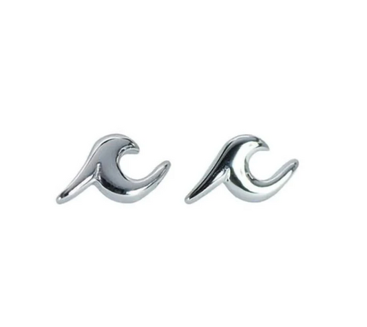 Silver Wave Stud Earrings