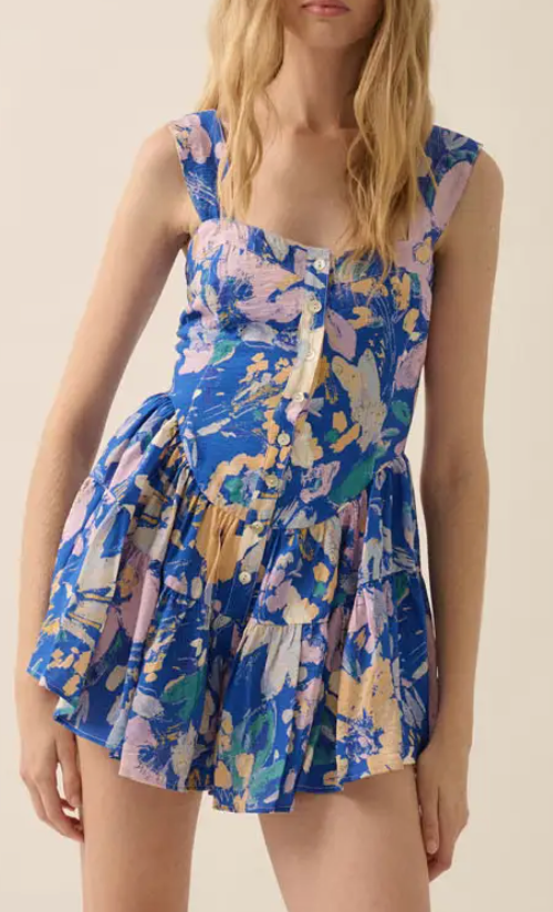 Blue Fit and Flare Romper