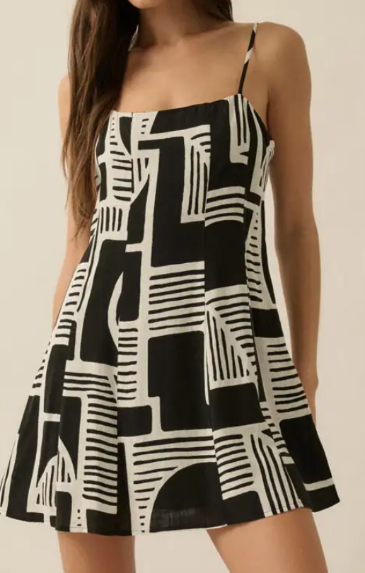 Black Abstract A Line Dress