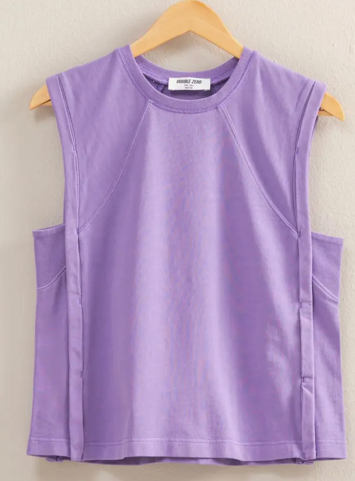 Round Neck Boxy Top- Wisteria