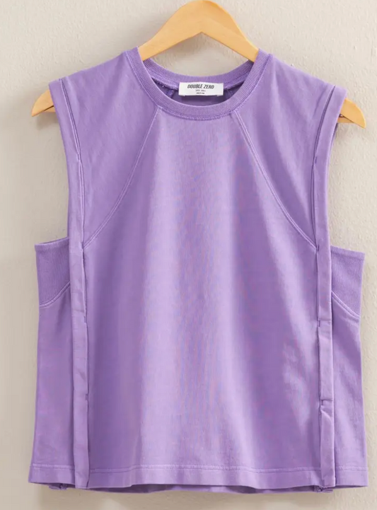 Round Neck Boxy Top- Wisteria
