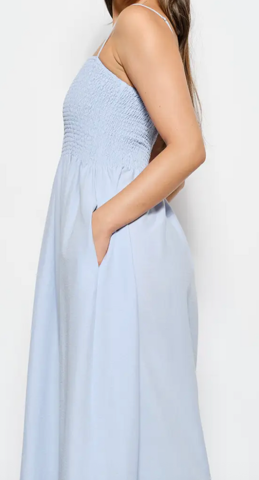 Baby Blue Smocked Maxi