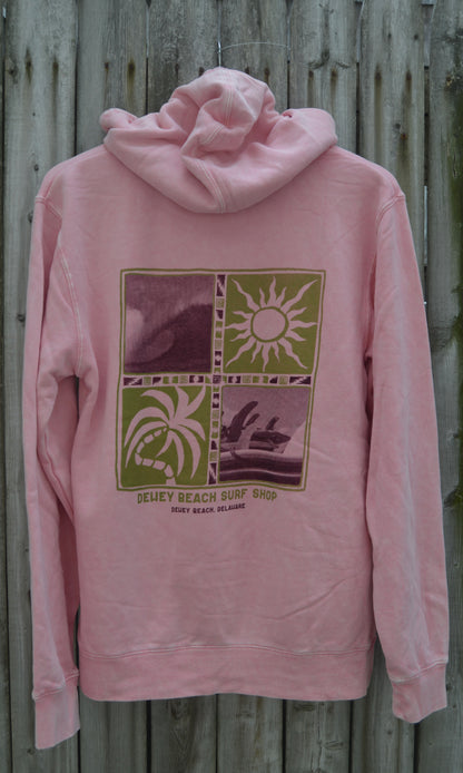 Beach Puzzle Salt Wash Hoodie- Rose