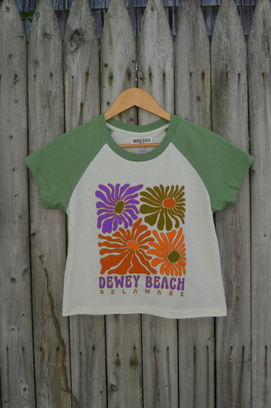 Blossoms Cap Sleeve Cropped Tee