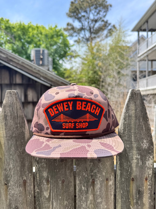 Brown Camo Red Orange Rope Bridge Hat