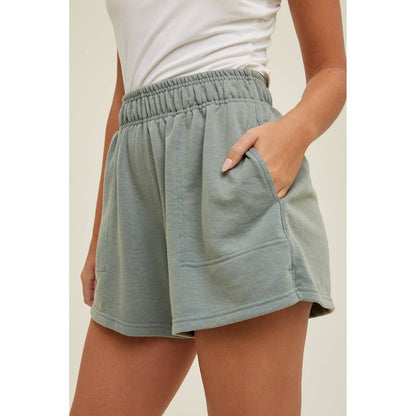 Washed French Terry Sweatshorts- Pistachio