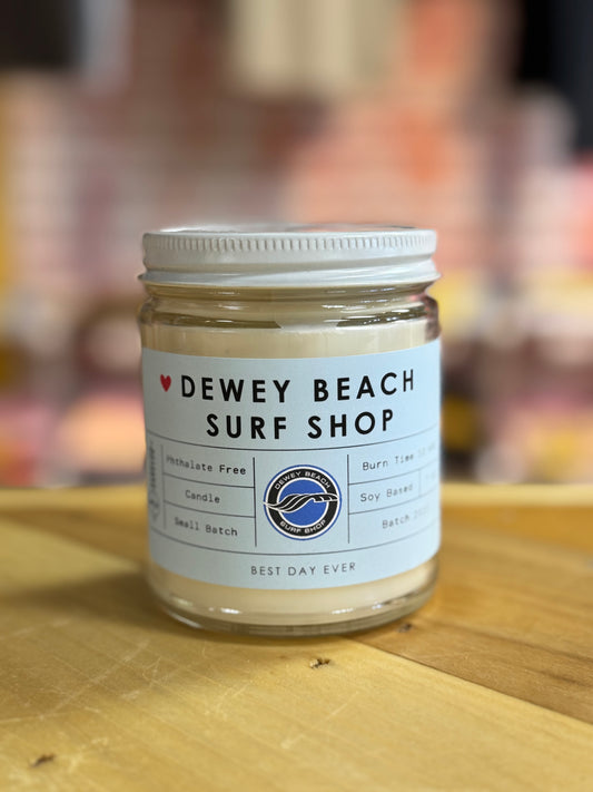 Dewey Beach Surf Shop Coastal Blue Candle