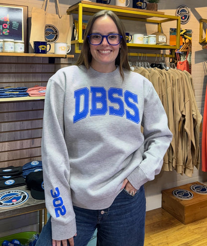 DBSS 302 Crewneck- Blue on Heather Grey