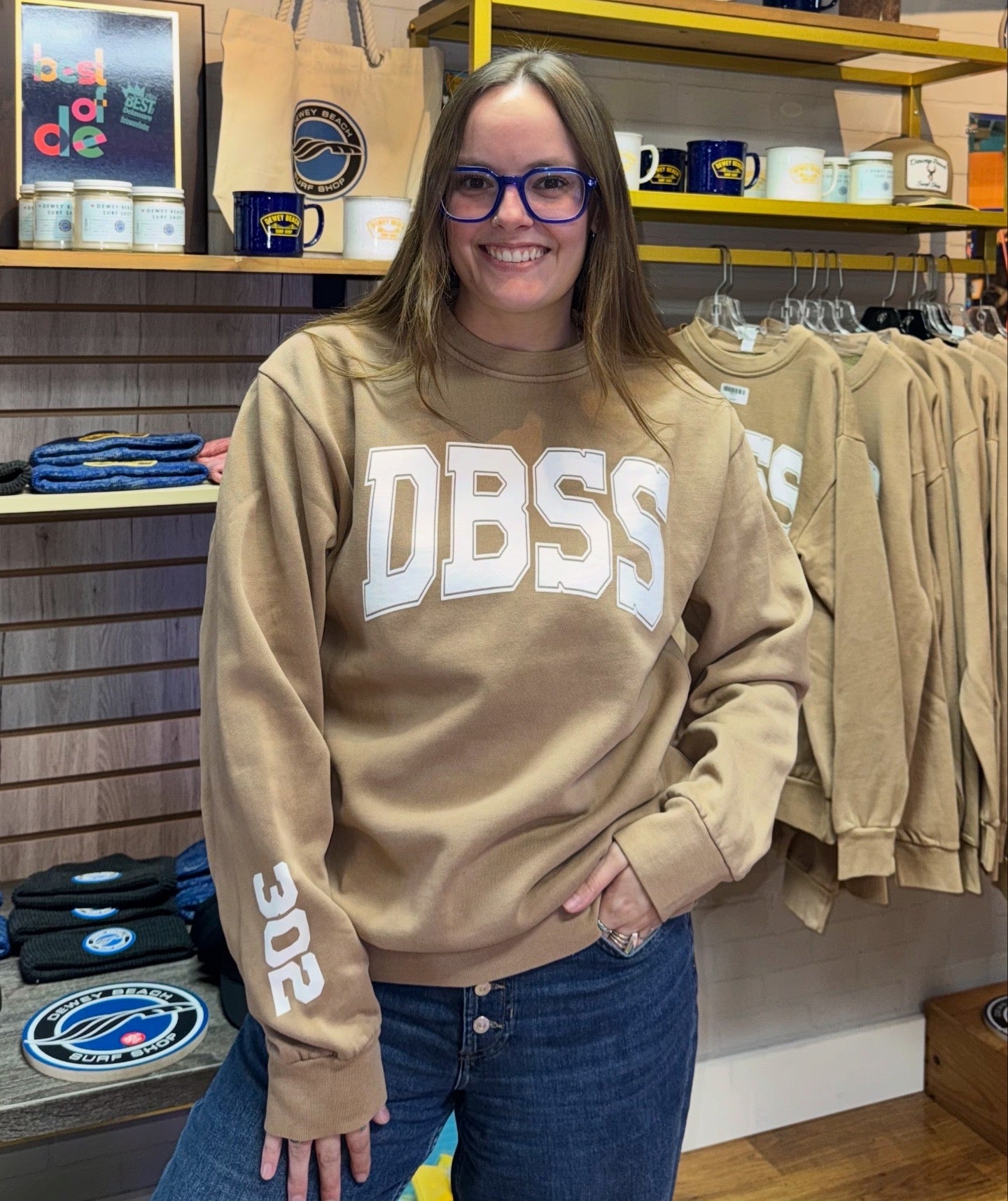 DBSS 302 Crewneck- White on Natural
