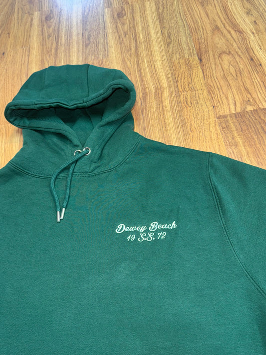 Dewey Beach S.S. Hoodie- Dark Green