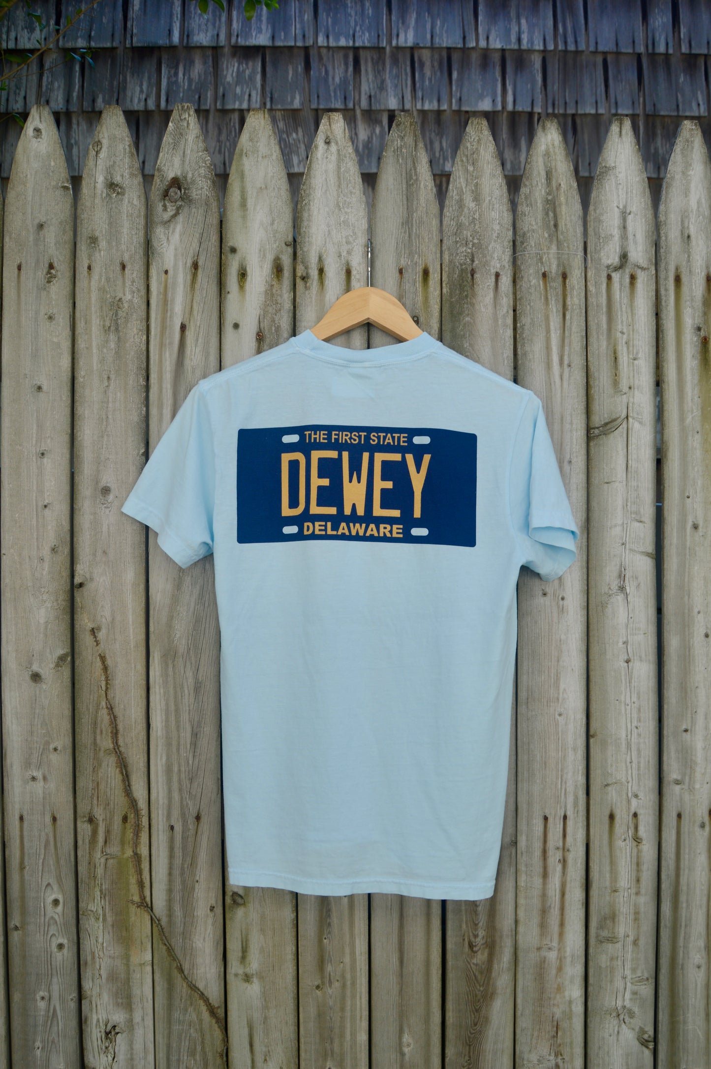 Dewey License Plate Tee- Baby Blue