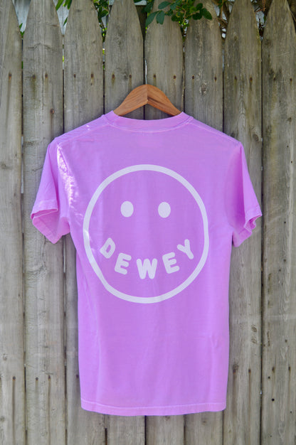Dewey Smiley Tee- Neon Violet