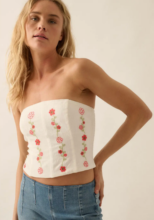 Floral Embroidered Corset Top