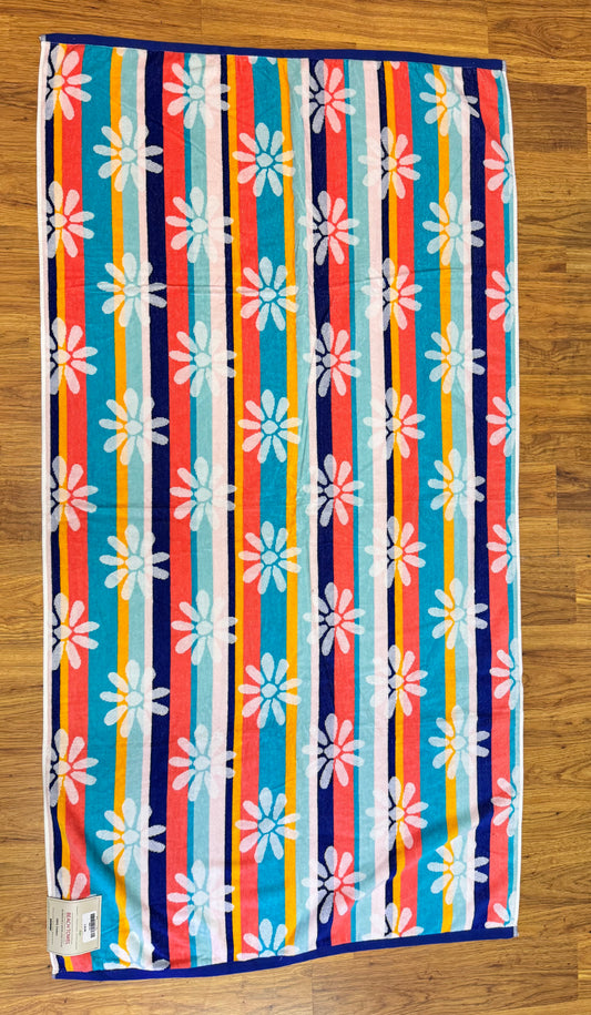 Floral Striped Beach Towel