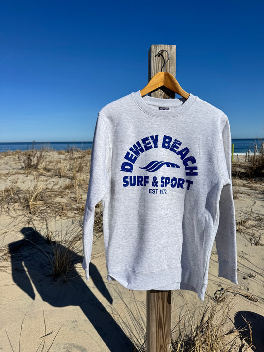 Dewey Beach Surf and Sport Crewneck- Ash