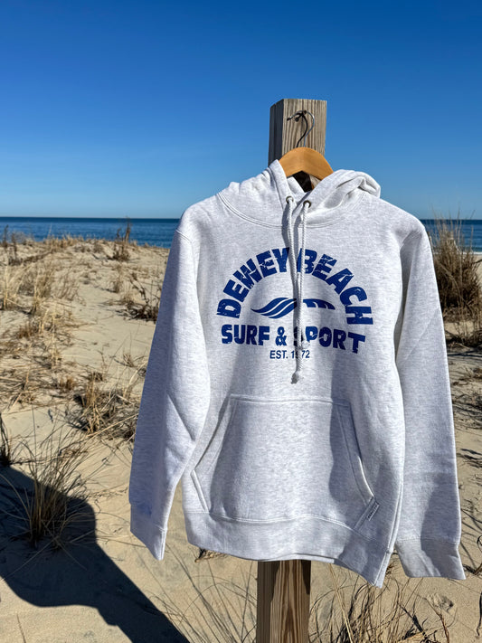 Dewey Beach Surf and Sport Hoodie- Ash