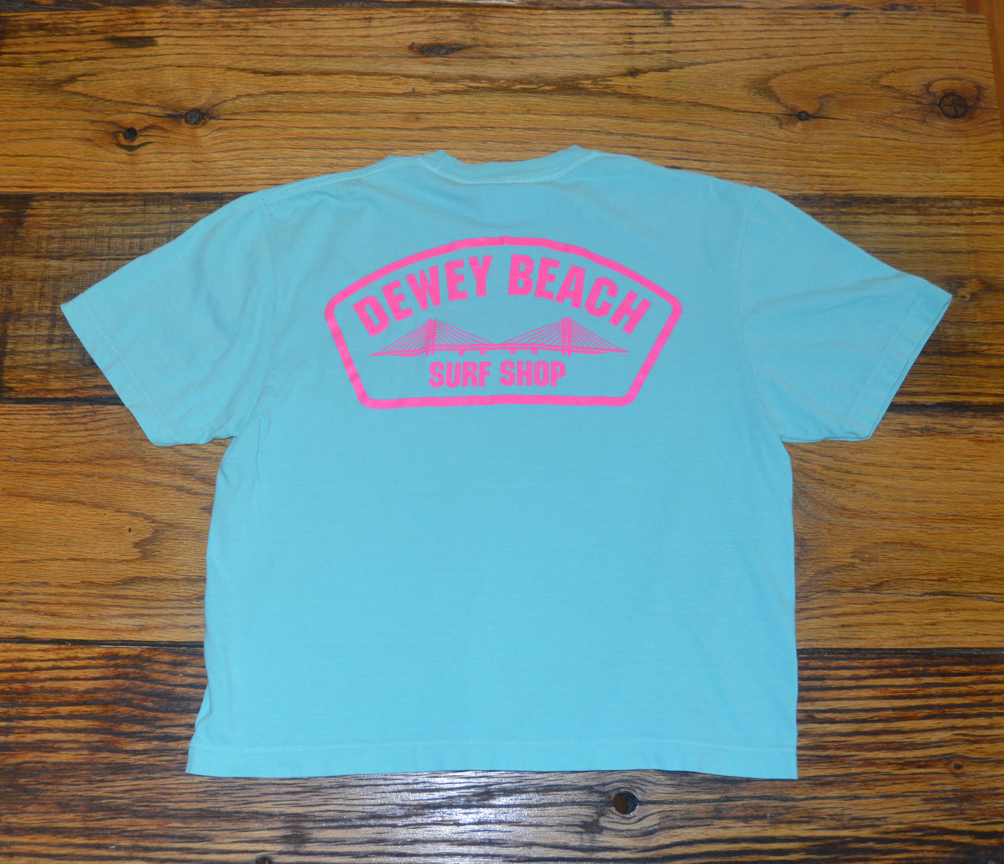 Cropped Bridge Logo Tee- Hot Pink/Mint