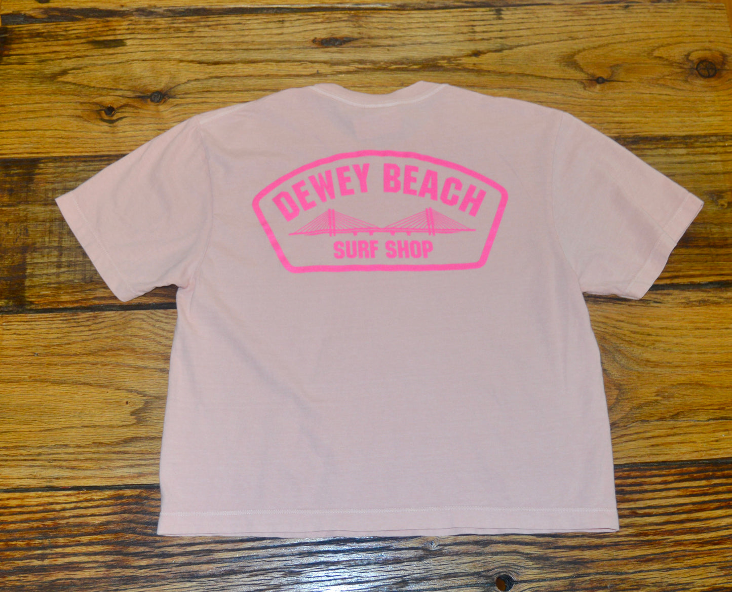 Cropped Bridge Logo Tee- Hot Pink/Peach