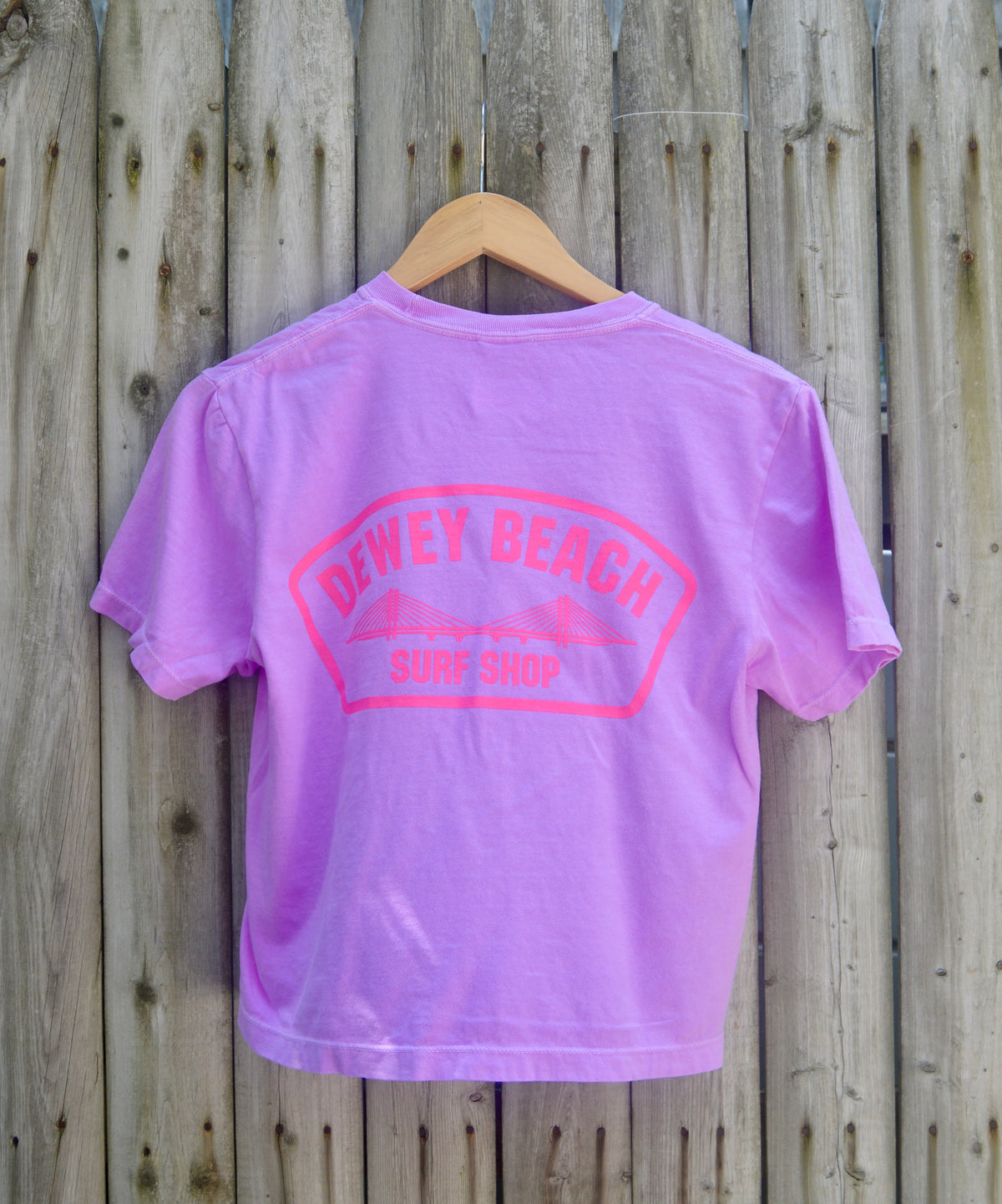 Cropped Bridge Logo Tee- Hot Pink/Neon Violet