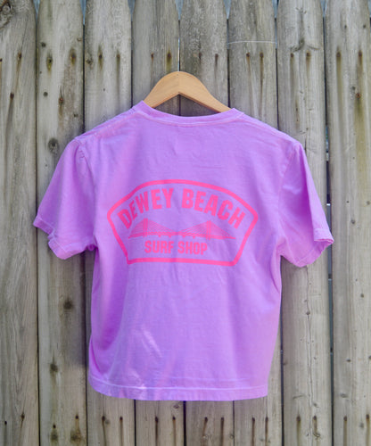 Cropped Bridge Logo Tee- Hot Pink/Neon Violet