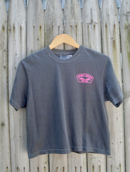 Cropped Bridge Logo Tee- Hot Pink/Pepper