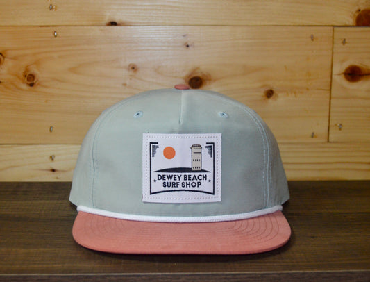 Seafoam/Salmon Tower Sun Rope Hat