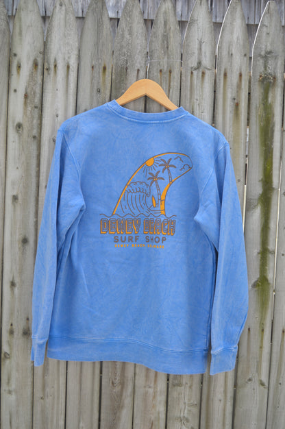 Sol Fin Salt Washed Crewneck- Light Blue