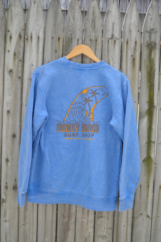 Sol Fin Salt Washed Crewneck- Light Blue